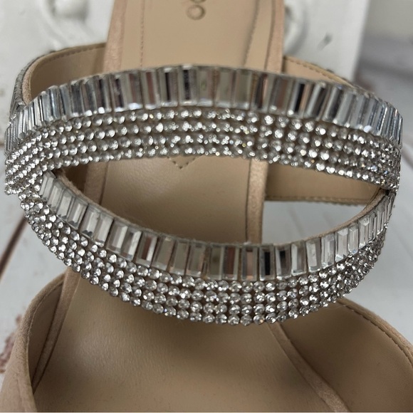 Classy Rhinestone Strap Suede Heel Pointed Toe Mules Aldo Noawia - Picture 5 of 14